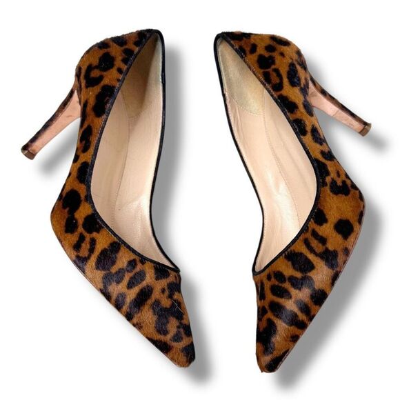 J. Crew Collection Ponyhair Hazelnut Leopard Elsie Heels Pumps Size 7.5 Italy - Picture 4 of 14